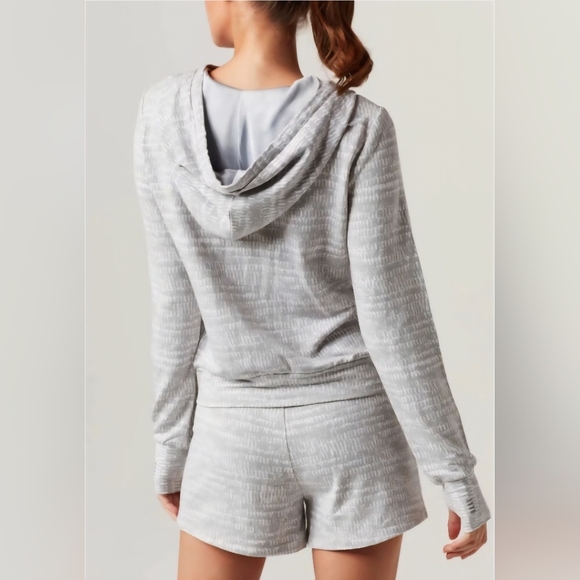 Blanc Noir Luxe Zip Front Hoodie Emilia Print Jacket Thumb Holes Size XS Fall - Picture 5 of 14